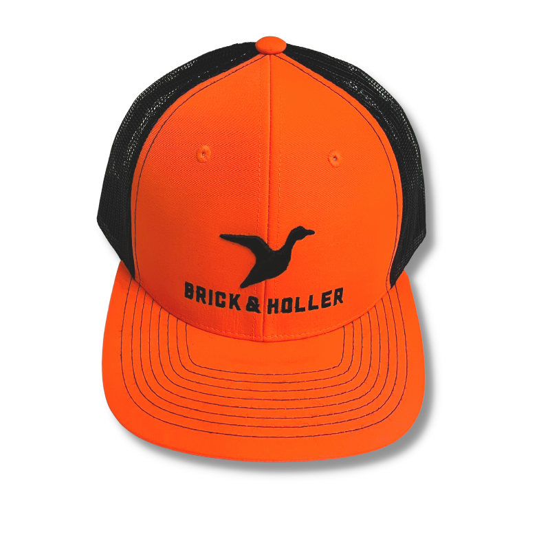 Brick & Holler Duck Hat in Orange/Black Mesh